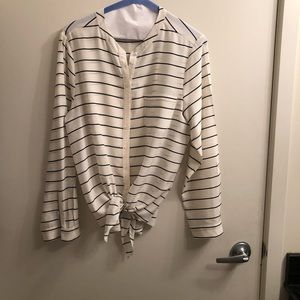 Blue and white striped top